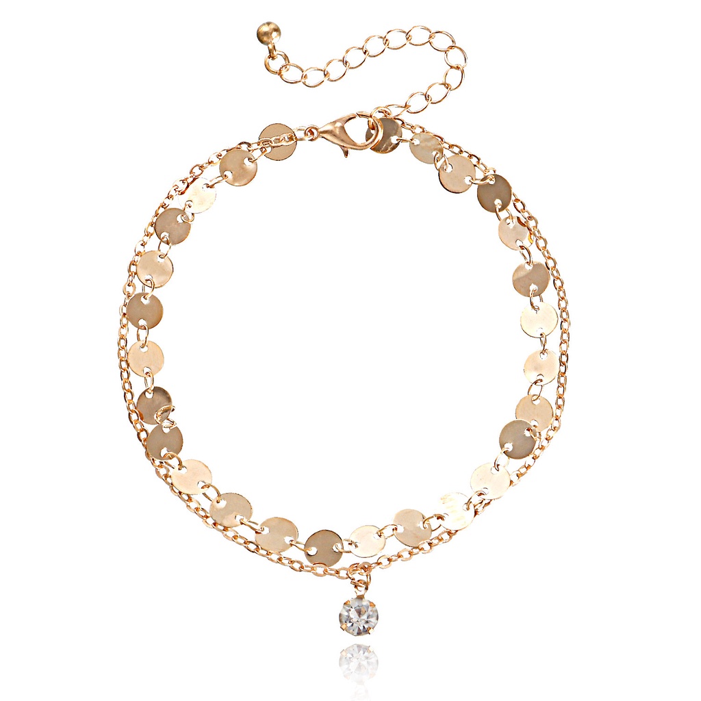 Lắc Chân Dây Xích Tròn Bằng Kim Loại Đơn Giản Thời Trang Phong Cách Âu Mỹ