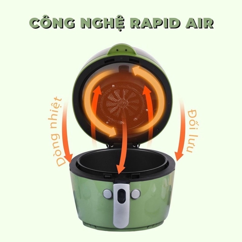 NỒI CHIÊN KHÔNG DẦU NINE SHIELD NHẬT CÓ TAY ĐẢO 8 Lít