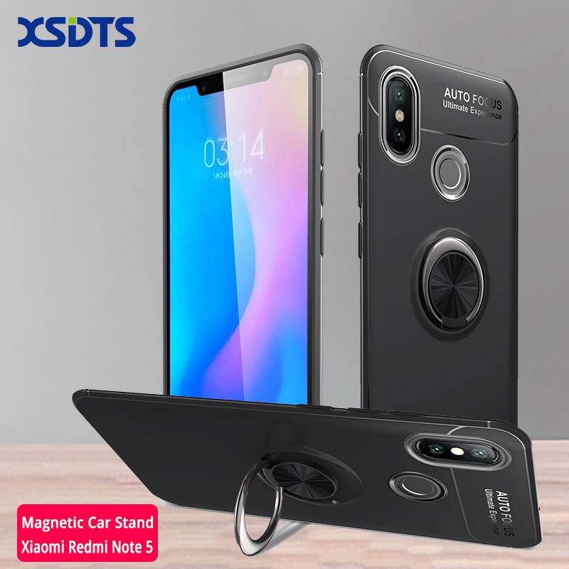 Ốp lưng có khuyên xỏ ngón tay và nam châm gắn xe ô tô cho Xiaomi Redmi Note 5 Pro Global Versio/Redmi S2