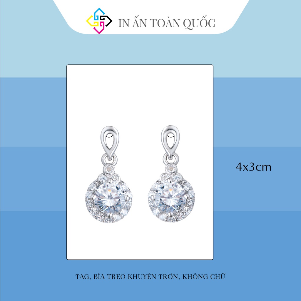 100 bìa treo khuyên trơn , thẻ treo bông tai, Earring hang tags, giấy dày, kích thước 4x3cm