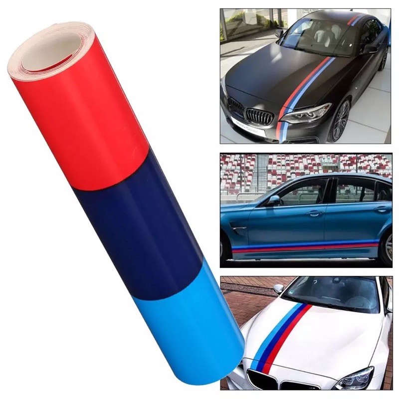  decal dán xe thể thao phong cách BMW M sport, cờ ý, đức, pháp, loại cao cấp độ bền cao