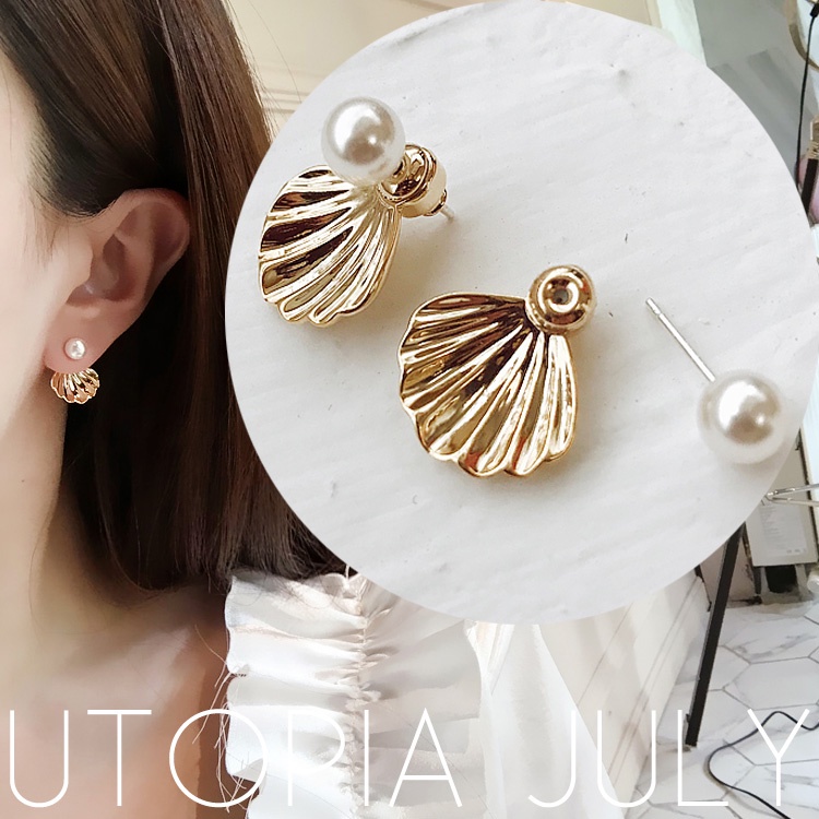 Bông Tai Mạ Bạc 925 Hình Vỏ Sò Đính Ngọc Trai Phong Cách Nhật Hàn Thời Trang Cho Nữ