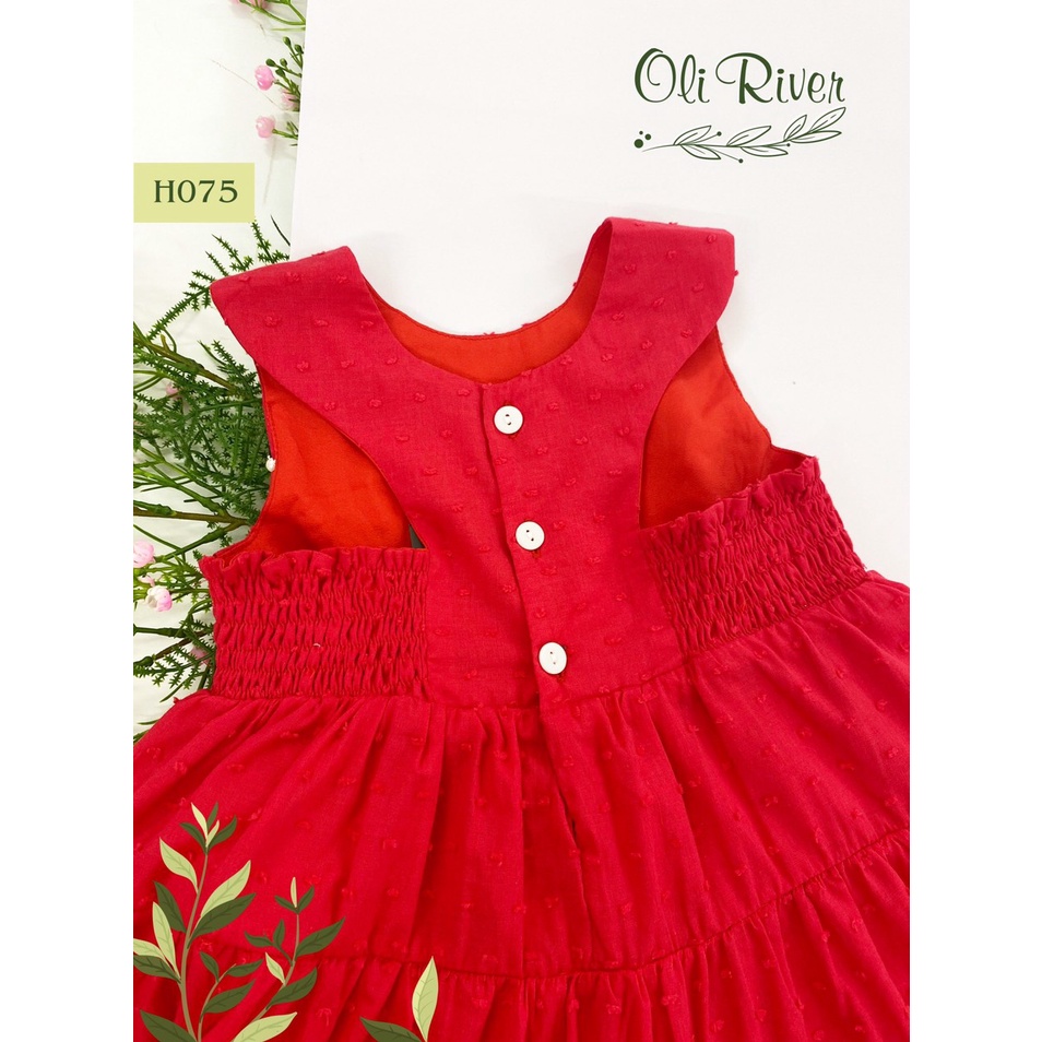 Váy bé gái sát nách cổ tròn dáng suông