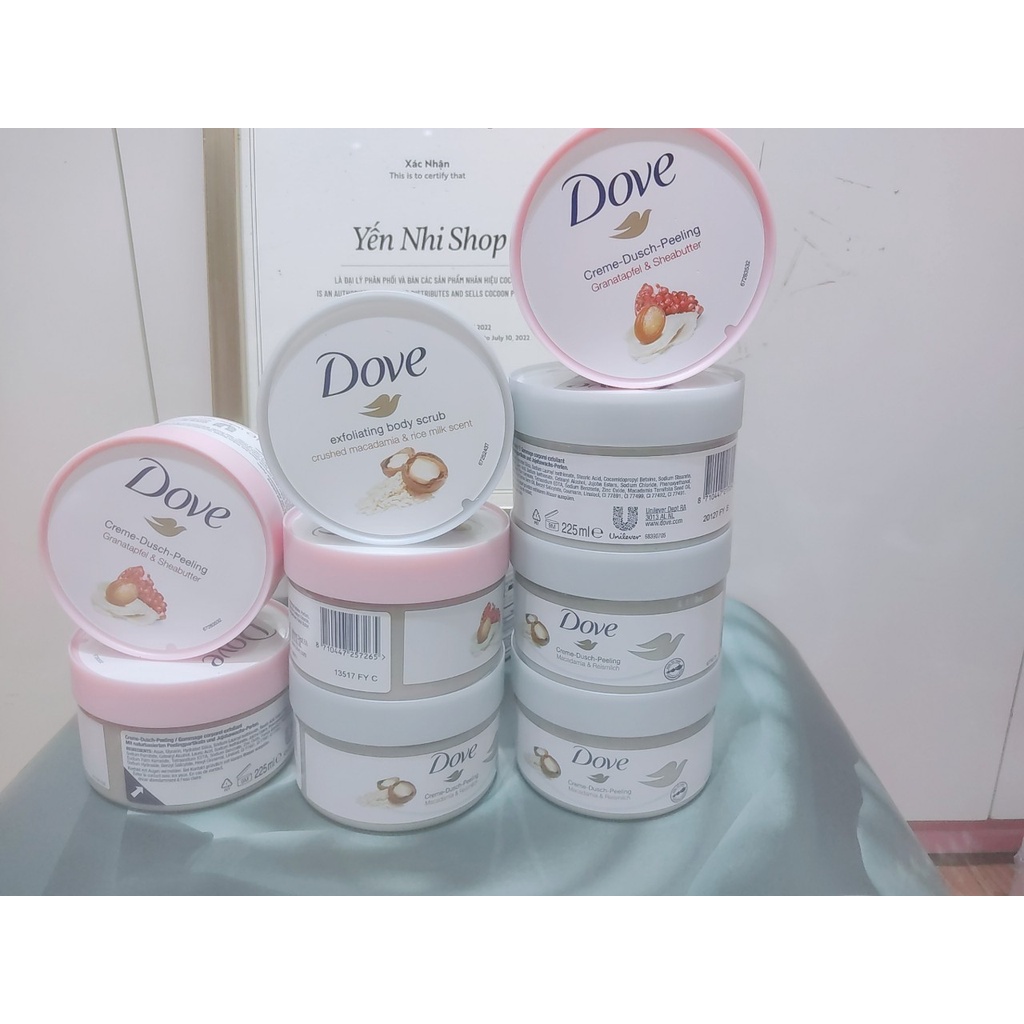 Tẩy da chết Dove Exfoliating Body Polish - Dưỡng da mịn màng tươi sáng hàng Đức 225ml