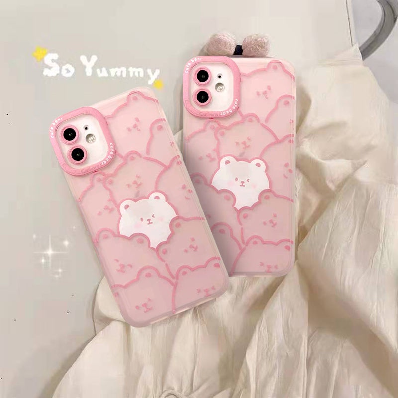 Ốp Điện Thoại In Hình Gấu Xinh Xắn Cho iPhone 11 12/13Promax Xs 8/7Plus