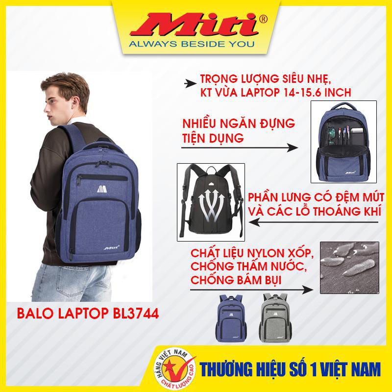 Balo Laptop 🍎FREE SHIP🍎 Balo Nhiều ngăn -Tiện dụng - Giá rẻ - Thương hiệu Việt Nam BL3744 [MiTi]