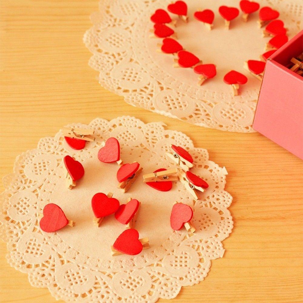 Set 20 Kẹp Giấy Hình Trái Tim Màu Đỏ