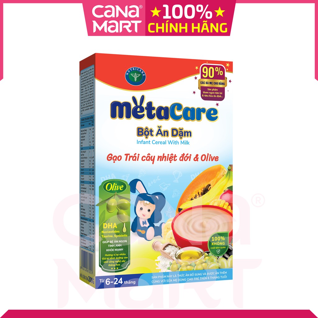 Bột ăn dặm Metacare Gạo trái cây nhiệt đới & olive (200g)