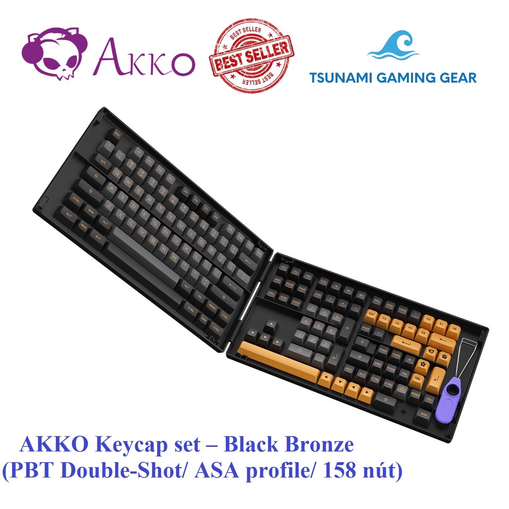 Bộ keycap phím cơ AKKO Keycap set – Black Bronze (PBT DoubleShot/ ASA profile/ 158 nút)