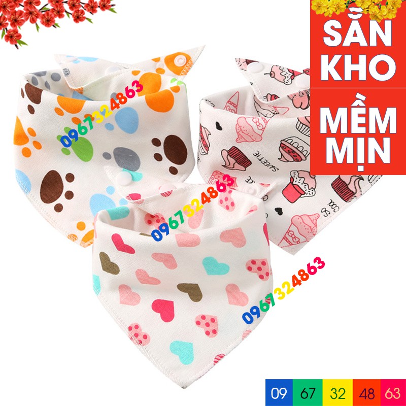 Yếm cotton kèm túi đựng mềm mịn quàng cổ cài nút hình ngộ nghĩnh dễ thương cho bé