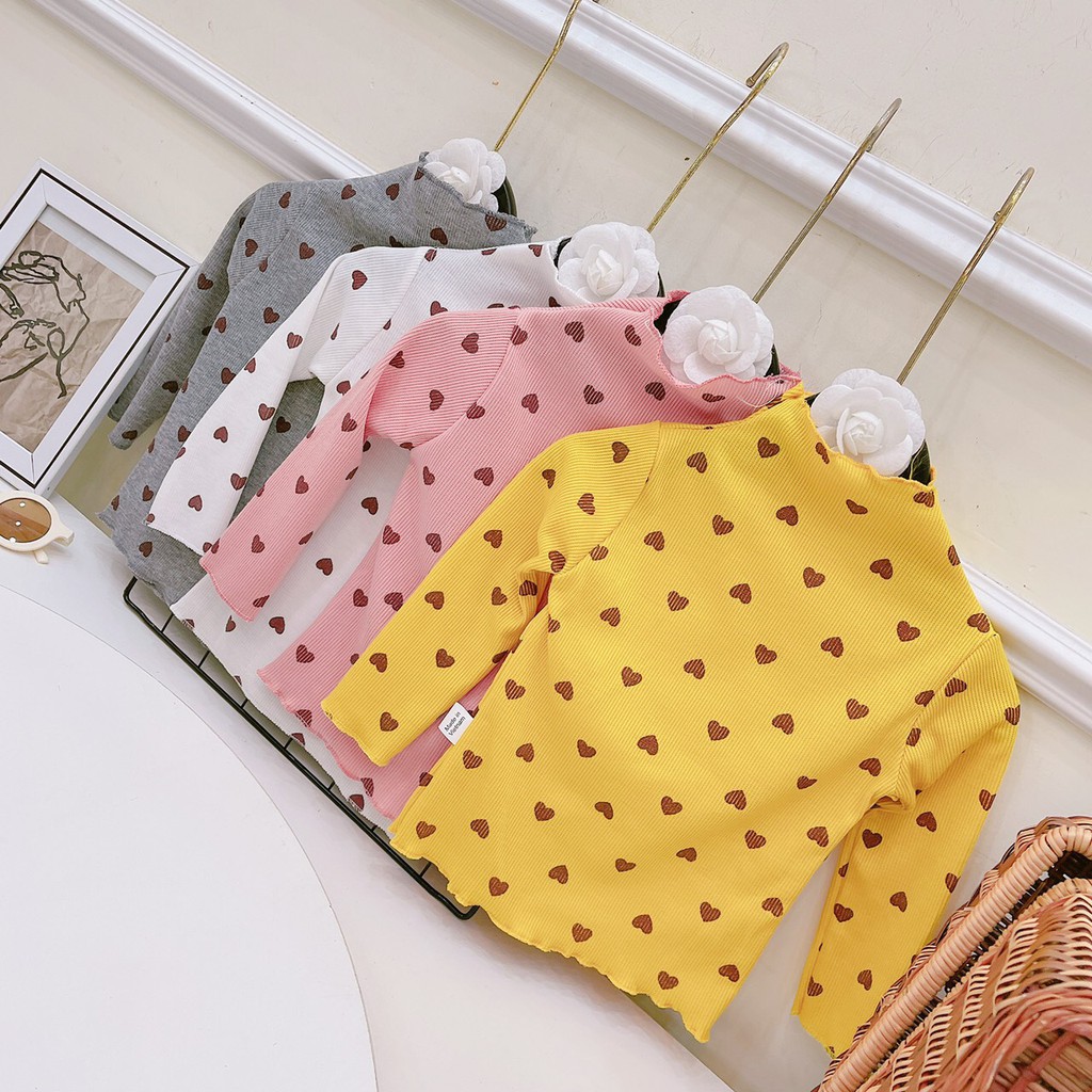 Áo Len Tăm Cho Bé Gái Cổ 3 Phân Họa Tiết Tym Cực Kỳ Xinh Xẻo Kute - Ảnh Thật Shop Chụp