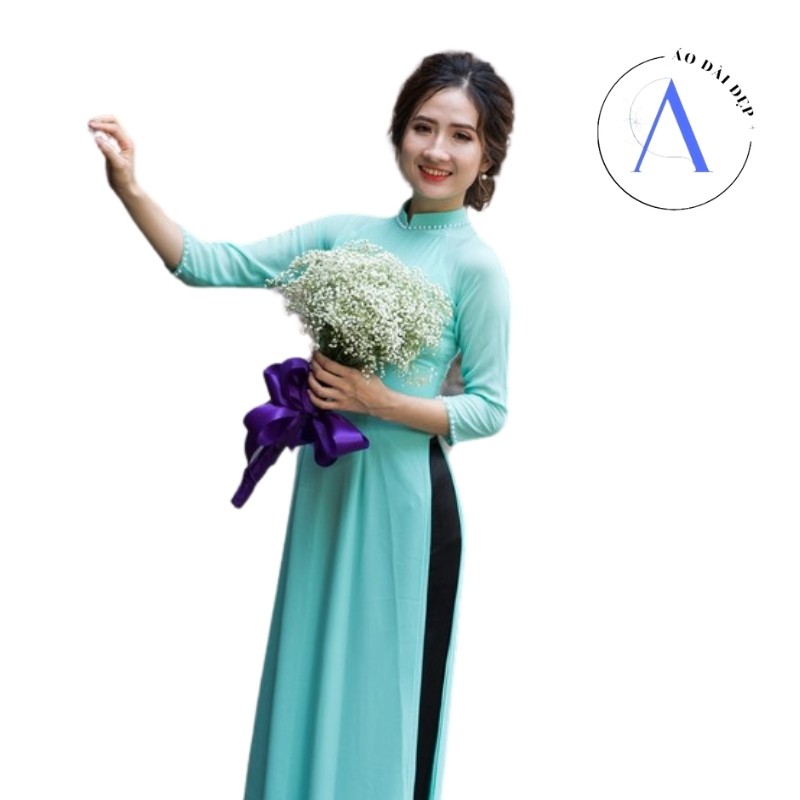 Áo Dài Truyền Thống - Áo Dài Trơn Chất Liệu Chiffon Màu Xanh Ngọc ADV12