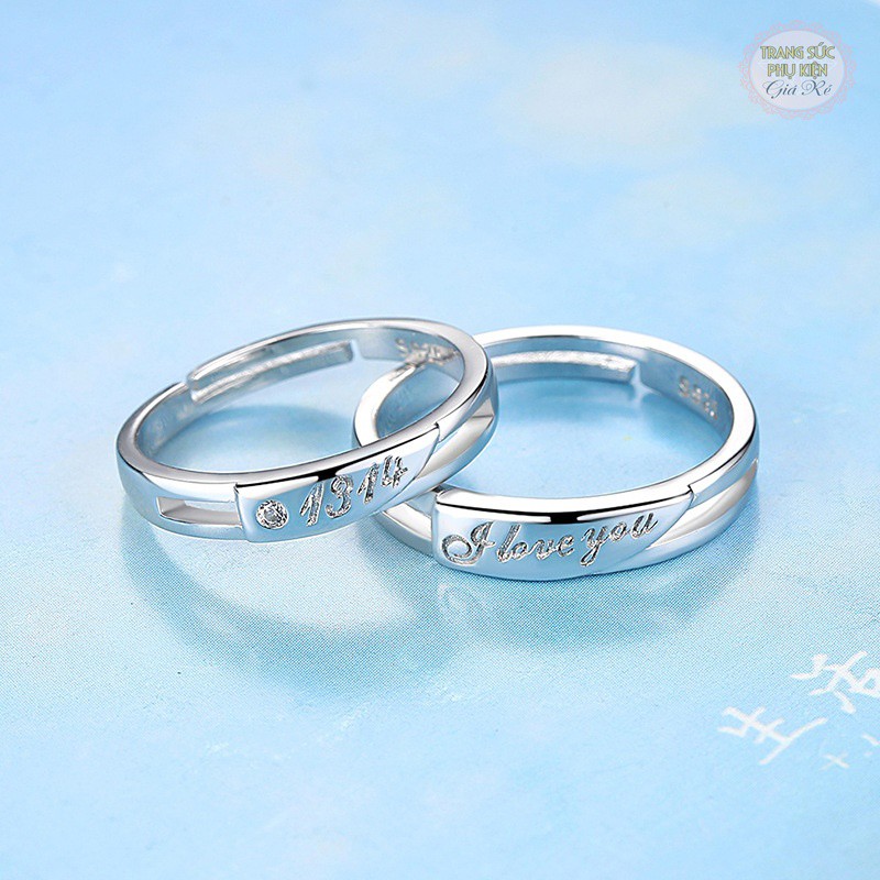 Nhẫn đôi nam nữ &quot;I love you&quot; và &quot;1314&quot;, bạc Ý 925, cực xinh NC02