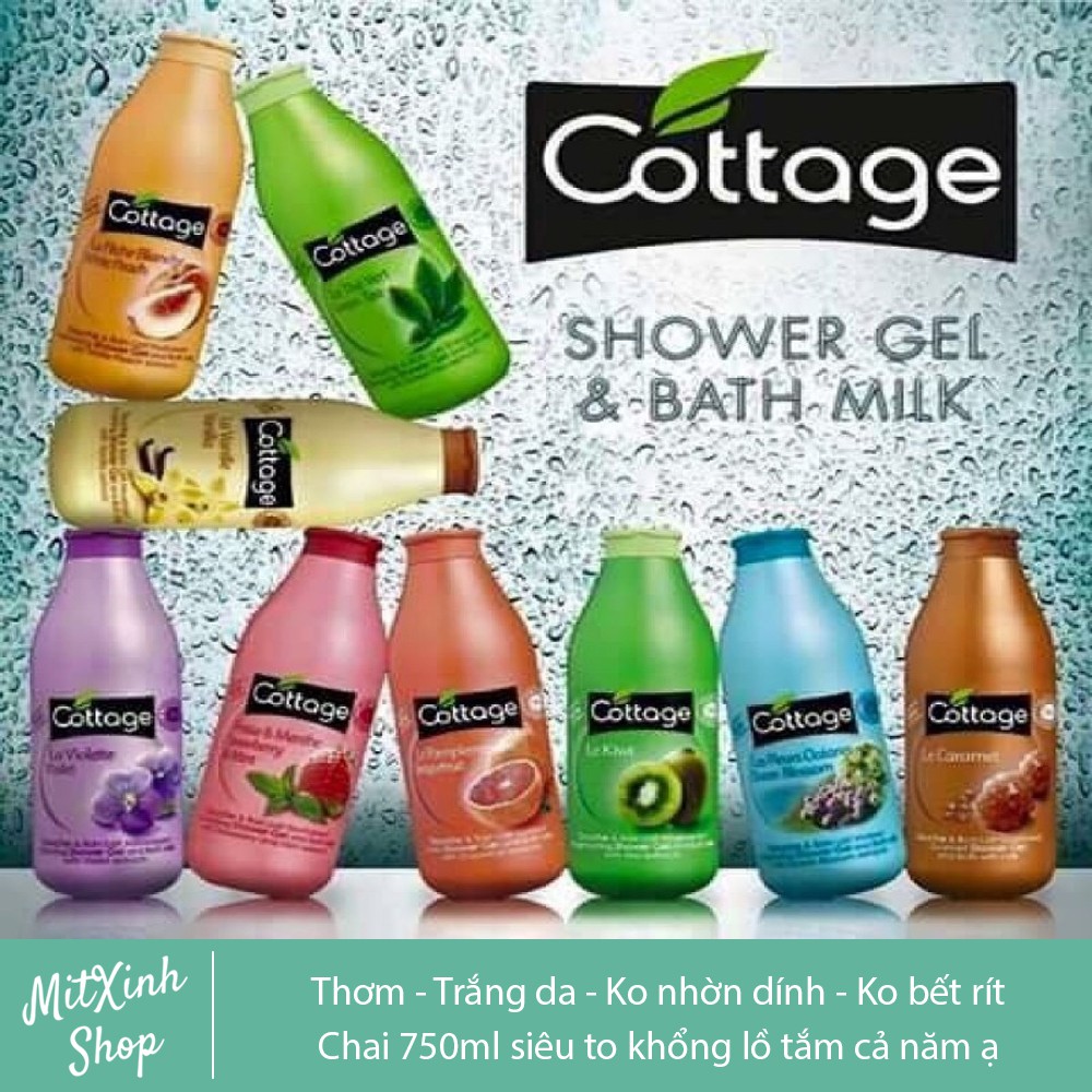 Sữa Tắm Dưỡng Trắng Da Cottage 750ml Của Pháp - Cam kết hàng chính hãng