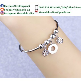 Vòng tay inox hoa tuyết cách điệu
