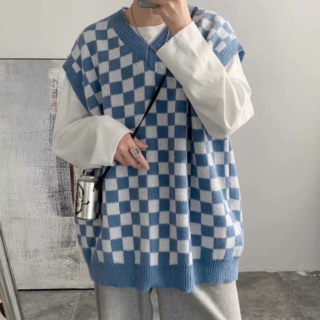 Áo khoác sweater không tay dáng rộng thời trang xuân thu cho nam