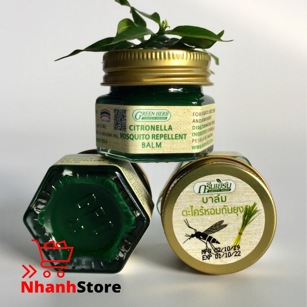 Kem chống muỗi Green Herb Balm 20g Thái Lan - An toàn cho cả trẻ nhỏ