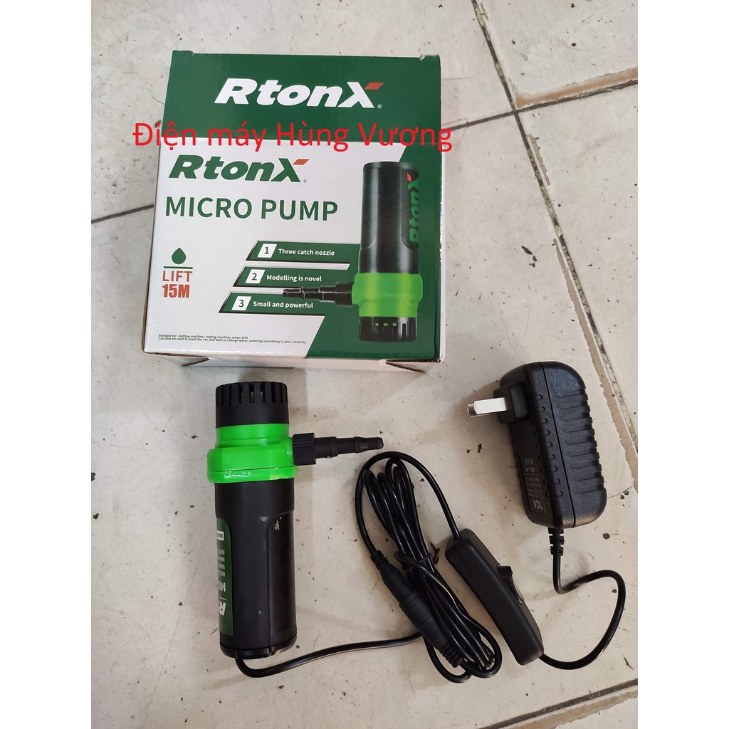 Bơm nước cho máy cắt gạch, máy cắt bê tông, cắt rãnh tường 12 vôn RTONX, 8 lít phút, độ cao bơm 15 mét, 30W.