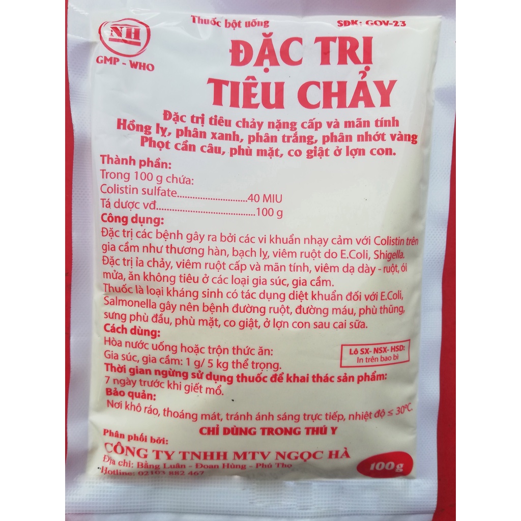 1 gói Colistin sulfate 100g sản phẩm chuyên dùng cho gia súc, gia cầm, trâu, bò, lợn, gà, chó, mèo, thỏ
