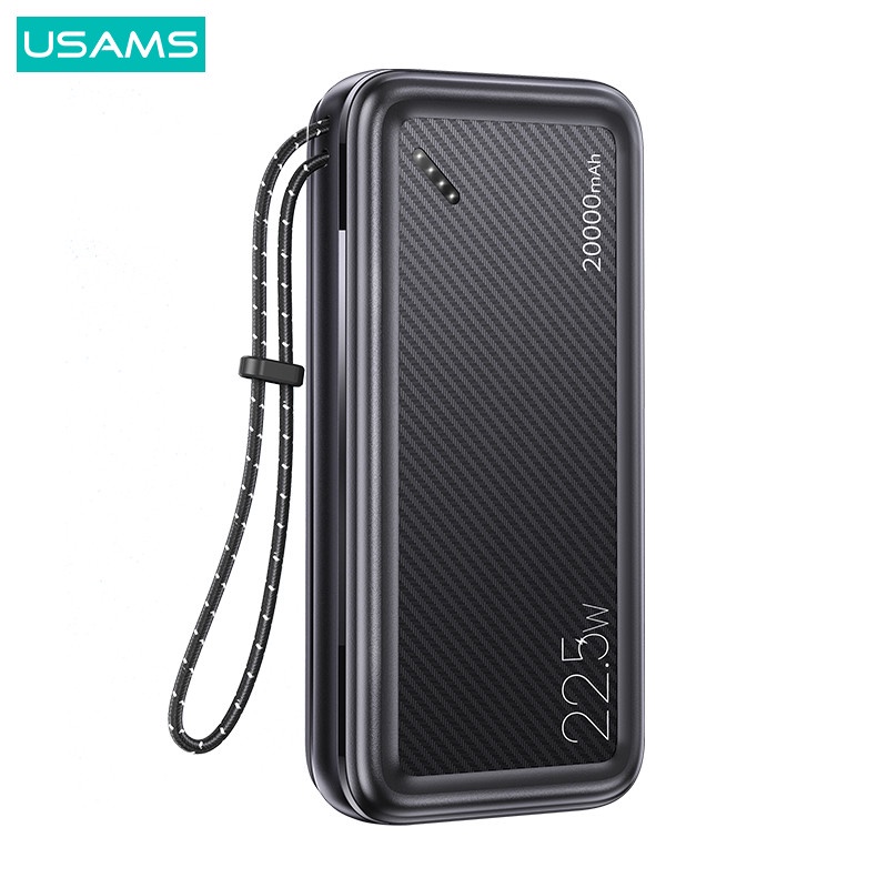 Pin Sạc Dự Phòng Sạc Nhanh USAMS 20000mAh PD 22.5W QC 3.0 kèm dây đeo Cho 1Phone15 iPd Android 1phone6-14 Máy Tính Bảng