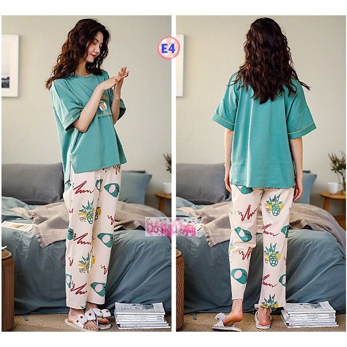Bộ Ngủ Dài Mùa Hè Thun cotton mỏng mát D1 | BigBuy360 - bigbuy360.vn