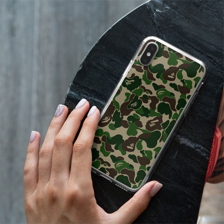 Ốp lưng họa tiết BAPE màu xanh lá cho Iphone 5 6 7 8 Plus 11 12 Pro Max X Xr BAPPOD00003