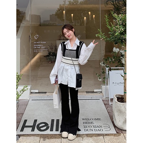 Áo croptop không tay kẻ sọc phong cách retro Hàn Quốc cho nữ | BigBuy360 - bigbuy360.vn