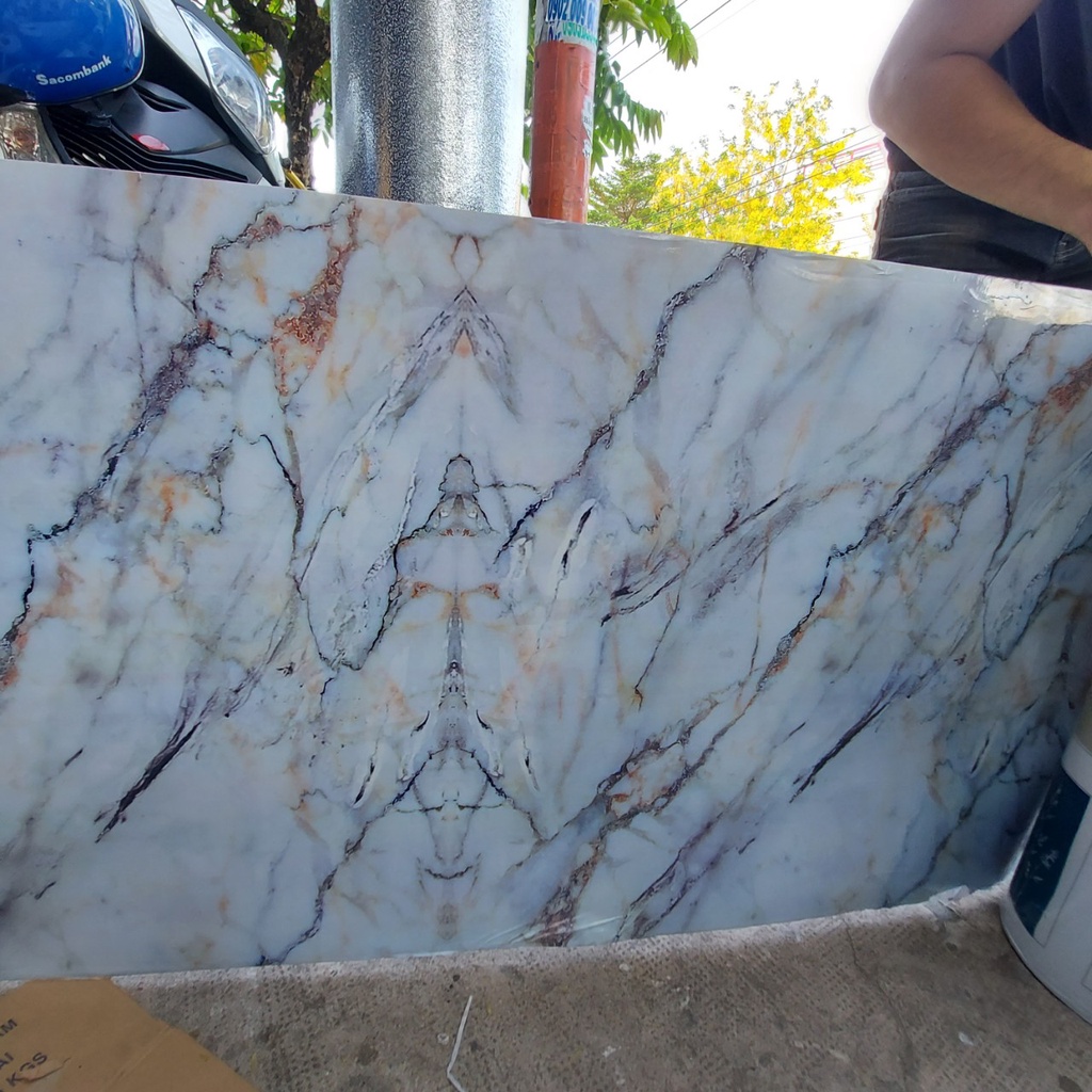 Decal tráng nhôm dán bếp ĐÁ XÁM VÂN THÔ khổ 60cm có keo sẵn - giá bán 1 mét