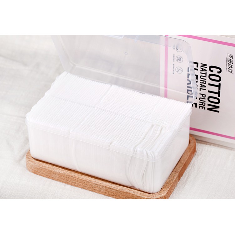 [Hộp Nhựa 320 Miếng] HỘP BÔNG TẨY TRANG 3in1 cotton 100% mềm mịn hộp 320 miếng