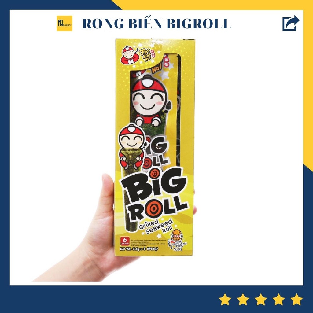 Snack rong biển nướng vị mực Tao Kae Noi Big Roll hộp 21.6g