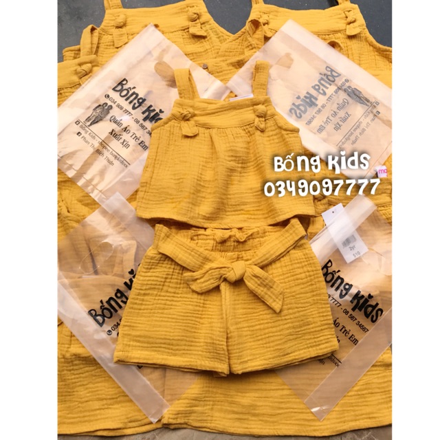Bộ Đũi Bé Gái Buộc Nơ Vàng