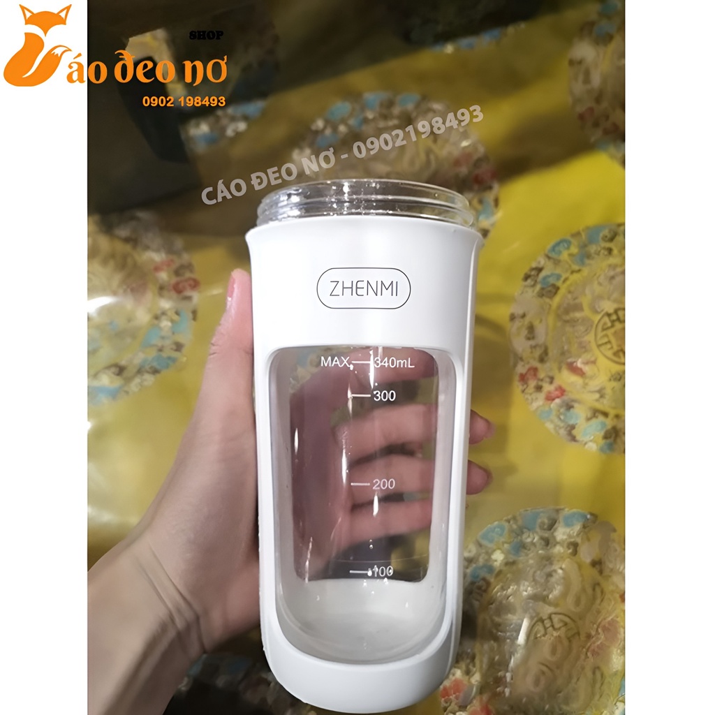 Máy Xay Sinh Tố Mini Cầm Tay Zhenmi Sạc Pin, Xay Được Đá Viên - Cáo Đeo Nơ