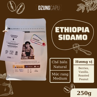 Cà phê Specialty - cà phê Ethiopia Sidamo Natural - gói 250g - DzungCapu Specialty Coffee