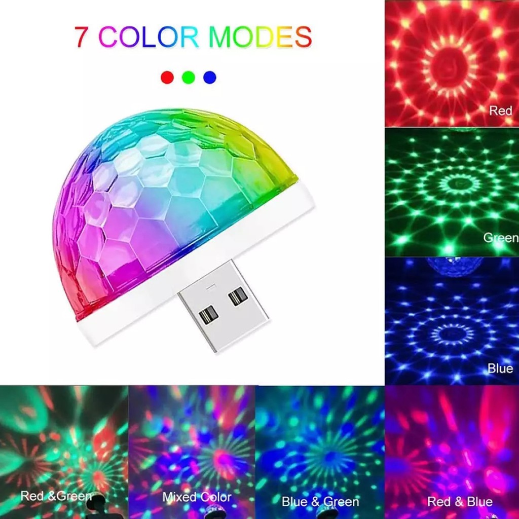 Đèn led vũ trường mini chiếu sáng nhấp nháy sắc màu sắc cổng Usb