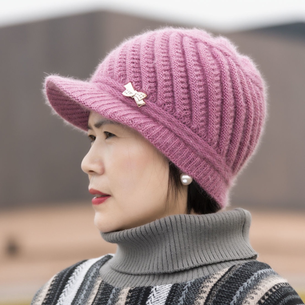 Mũ Len Trùm Đầu Thời Trang Thu Đông Cho Phụ Nữ Trung Niên