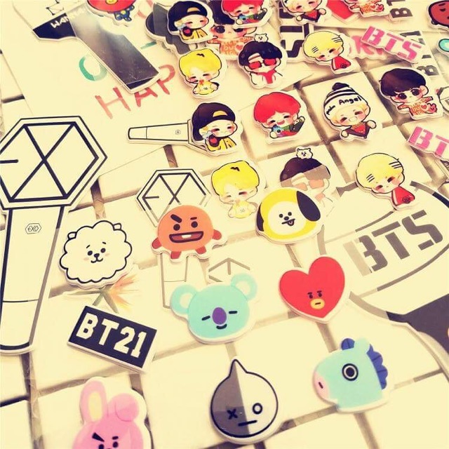 Sticker nổi kpop, sticker BTS, EXO, WANNA ONE, BT21