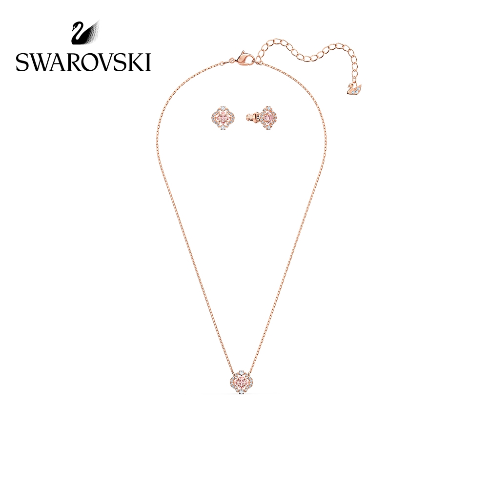 Bộ Vòng cổ + Bông Tai Pha Lê swarovski Hình Trái Tim Lấp Lánh Thời Trang Cho Nữ 5516488