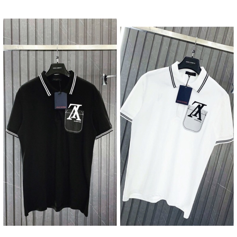 Áo Polo LV Nam In Logo Ngược Siêu Xịn - Áo Polo Nam LV Viền Cổ Siêu Đẹp