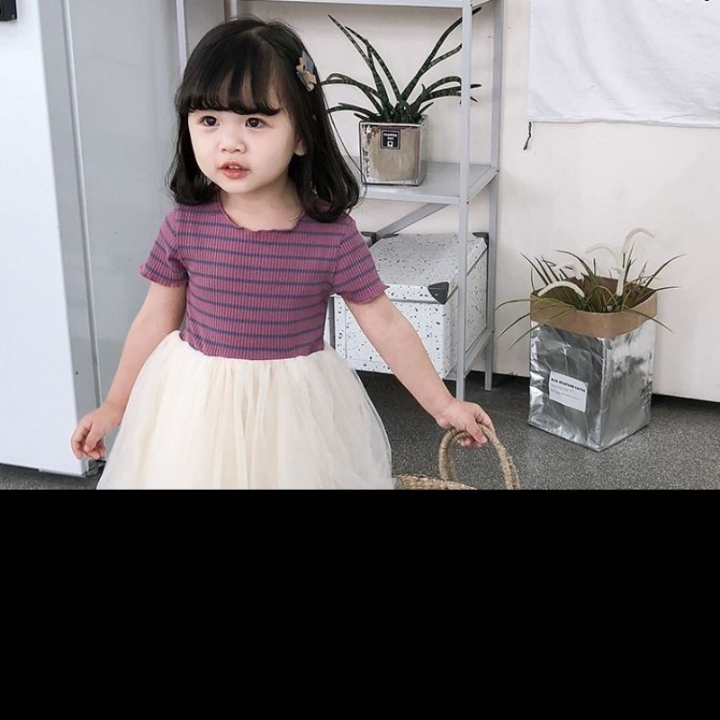 VÁY LEN TĂM cộc tay, CỔ tròn bèo nhún PHỐI VOAN HÀNG QUẢNG CHÂU CAO CẤP CHO BÉ GÁI