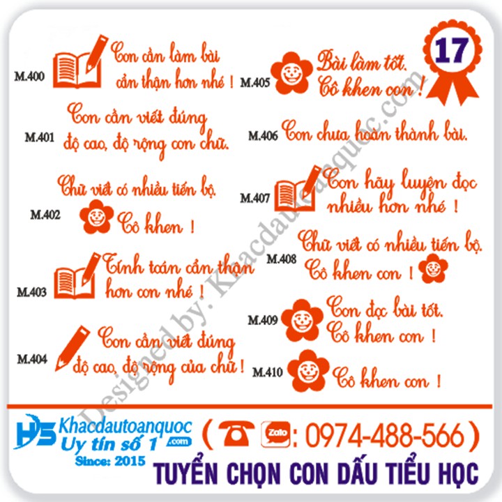 [m17.400-m17.410] Con dấu nhận xét học sinh tiểu học