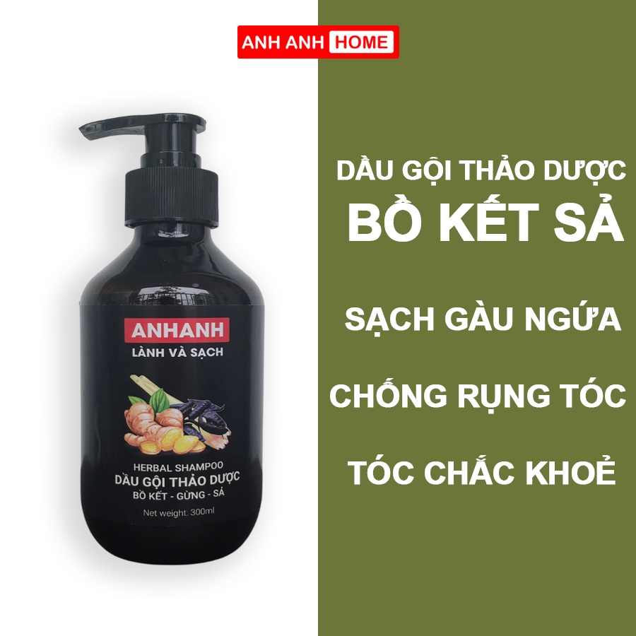 Cặp Dầu gội thảo dược Bồ Kết Gừng Tươi/ Dầu Xả Tóc Bưởi Gừng AnhAnhHome Chăm Sóc Tóc Mềm Mượt Giảm Gàu, Chống Rụng Tóc