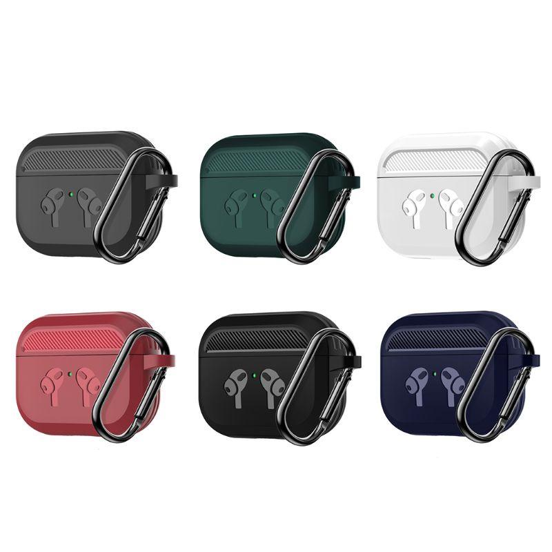 Vỏ Hộp Tai Nghe Không Dây Từ TPU Mềm Họa Tiết Sợi Carbon Có Móc Cho Airpods Pro