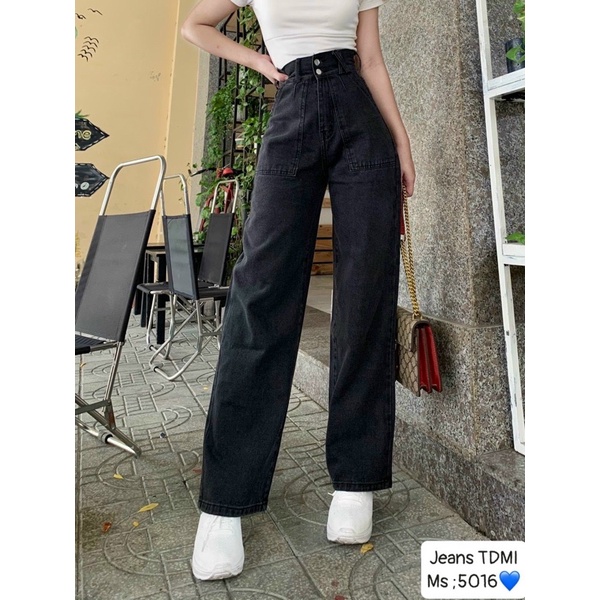 👉Baggy Jeans 2 Nút Lưng Cao Ống Suông