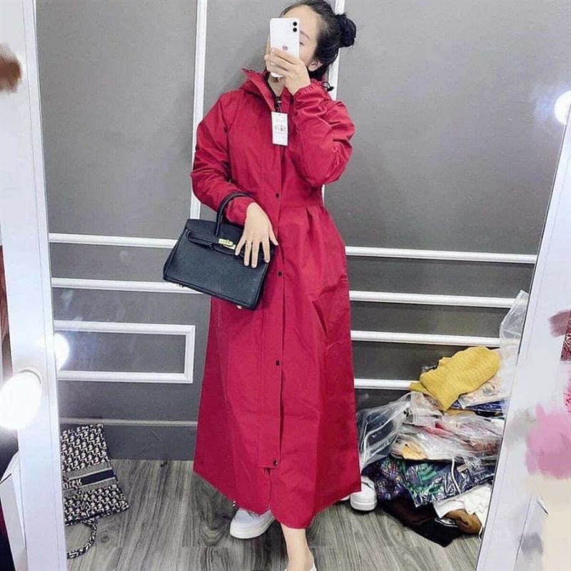Áo măng tô thời trang 2 lớp trượt nước, chống lạnh, kín gió vải Pu( tặng kèm ủng đi mưa siêu bền trị giá 50.000đ)