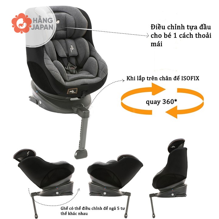 Ghế ô tô trẻ em Joie Spin 360 GT W/ M. Seat Signature Noir HÀNG CHÍN HÃNG NEW 100%