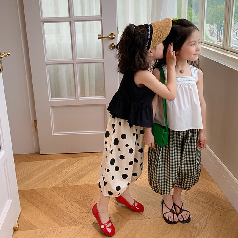 Set Áo Hai Dây Phối Quần Short Thời Trang Dễ Thương Cho Bé Gái