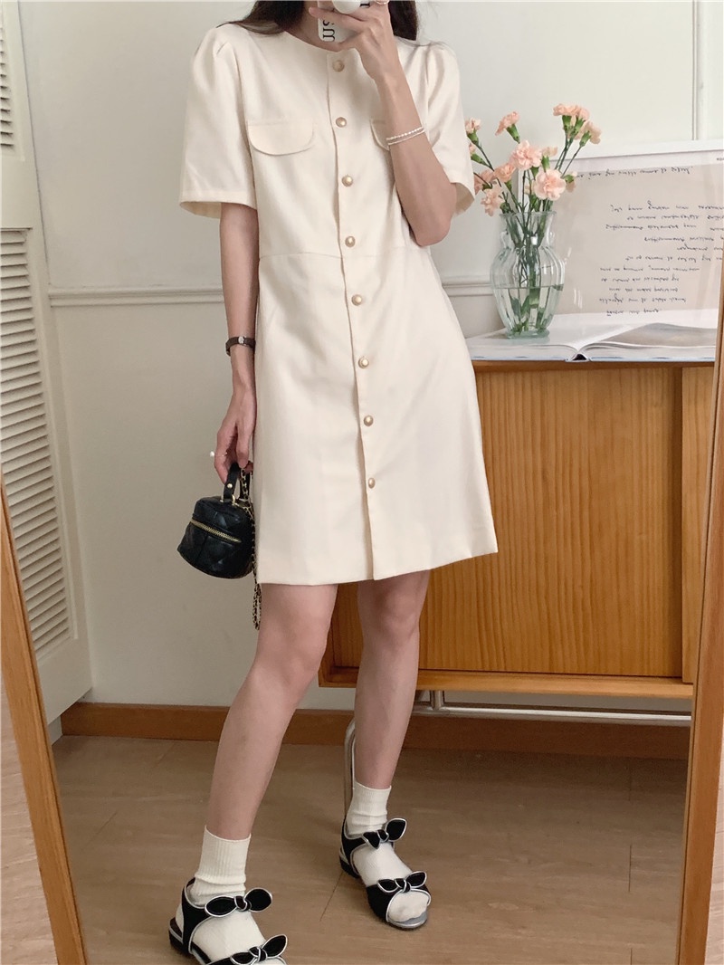 Đầm Ngắn Tay Phong Cách Hàn Quốc Đơn Giản Dễ Phối Đồ 54221