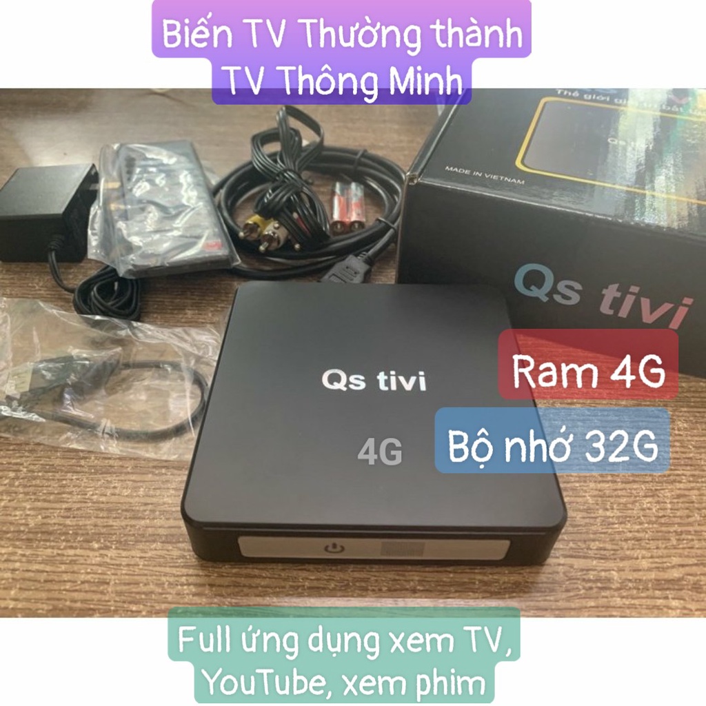 Android TV Box, QLED TV RAM 4G Có Bluetooth, Biến TV thường thành TV thông minh, Full ứng dụng