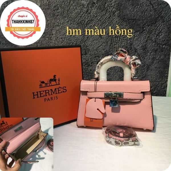 (siêu phẩm cao cấp ) túi hm mini kelly full box da lì kèm khăn