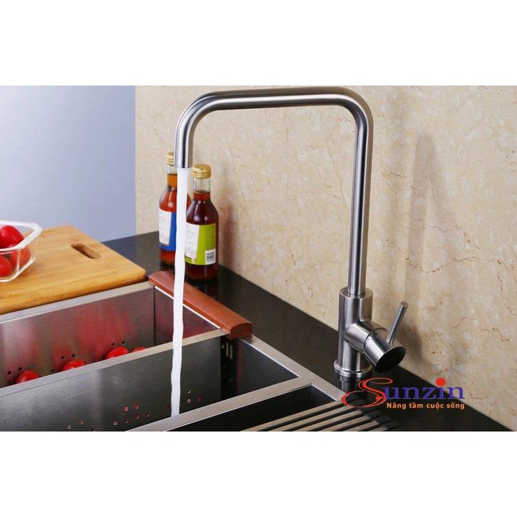 Vòi rửa bát nóng lạnh cắm chậu Sunzin 137 - chất liệu inox 304